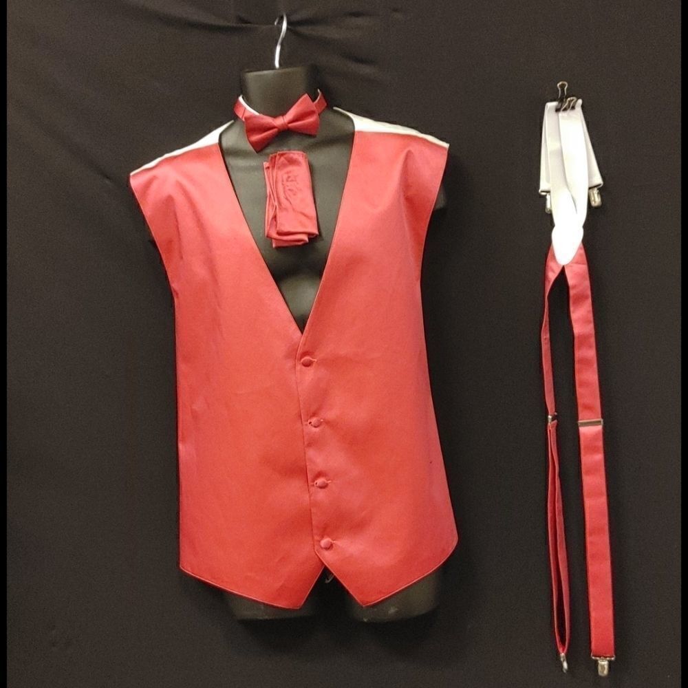 MEN'S LARR BRIO WATERMELON VEST &  SUSPENDERS